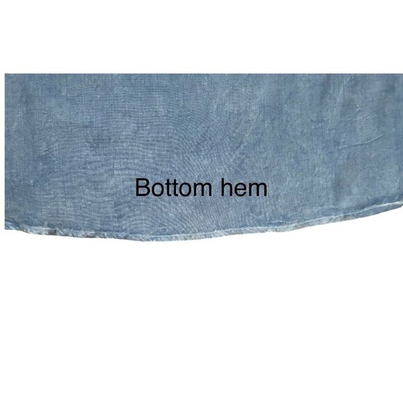 VTG 90s Rainforest Cafe Blue Chambray Floral Red Embroidered Dress Women’s S - Picture 8 of 10